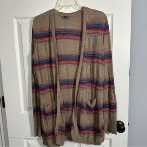 Eddie Bauer lightweight open front striped cardigan, size M, cotton, fall, layer